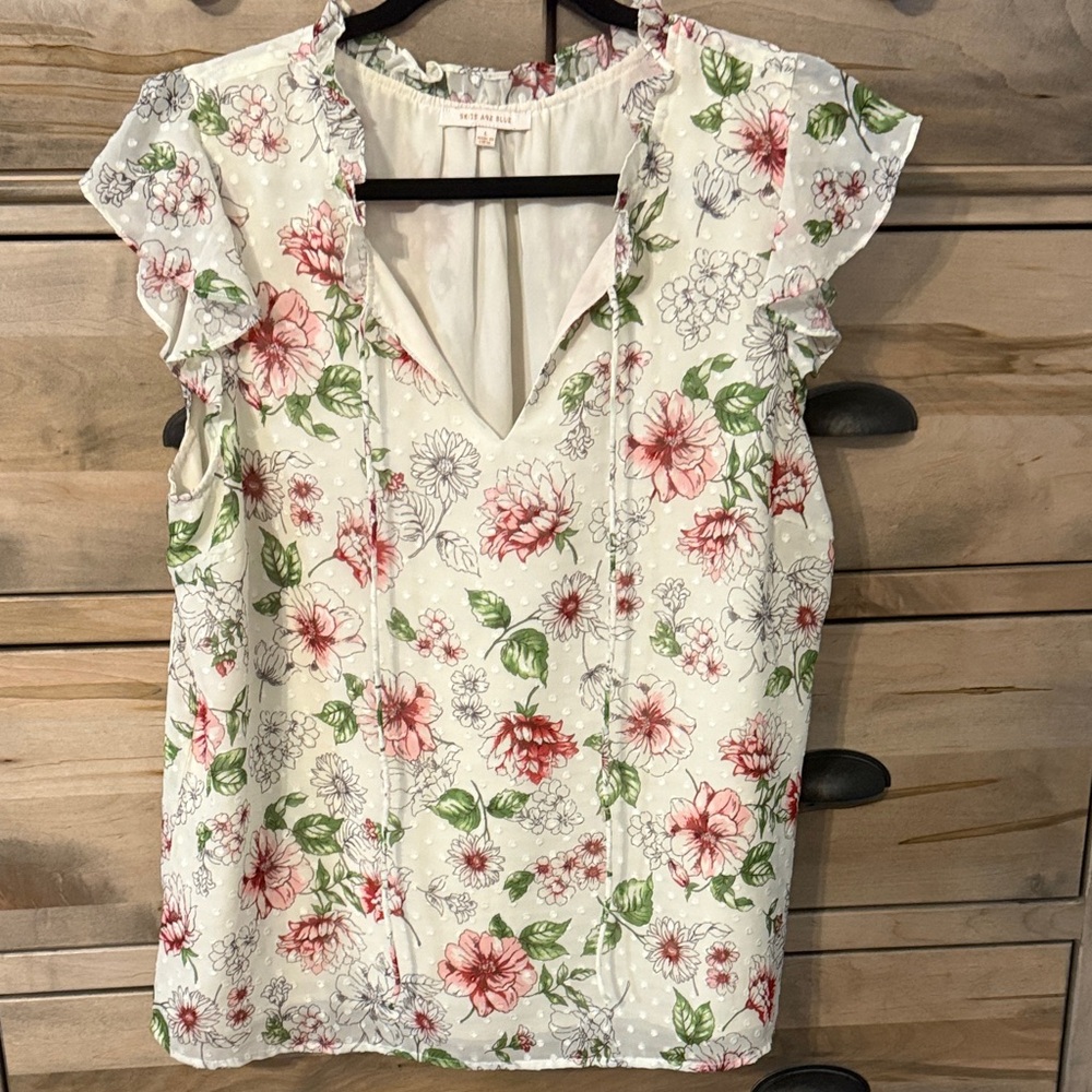 Skies Are Blue Floral Blouse in Pink and Green
